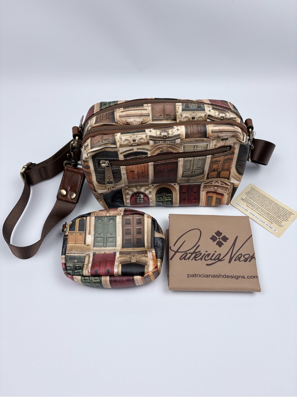 Patricia Nash Piper Canvas coated crossbody and pouch- Doorways to Italy